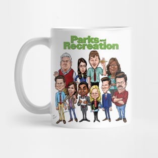 Cast of Parks and Recreation Caricature Mug
